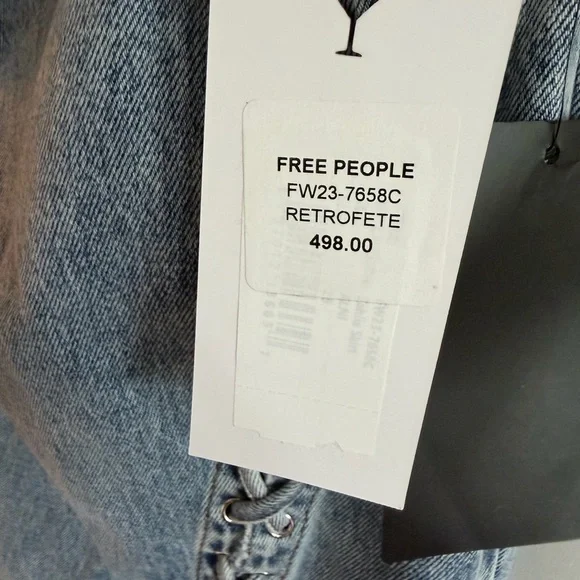 Retrofete Light Blue jean skirt, with Lace-Up Detail - Picture 4 of 7